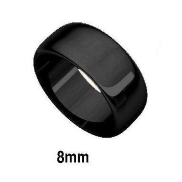 Other - 8mm Black stainless steel Shiny finish Wedding Band Ring sizes 5 through 13